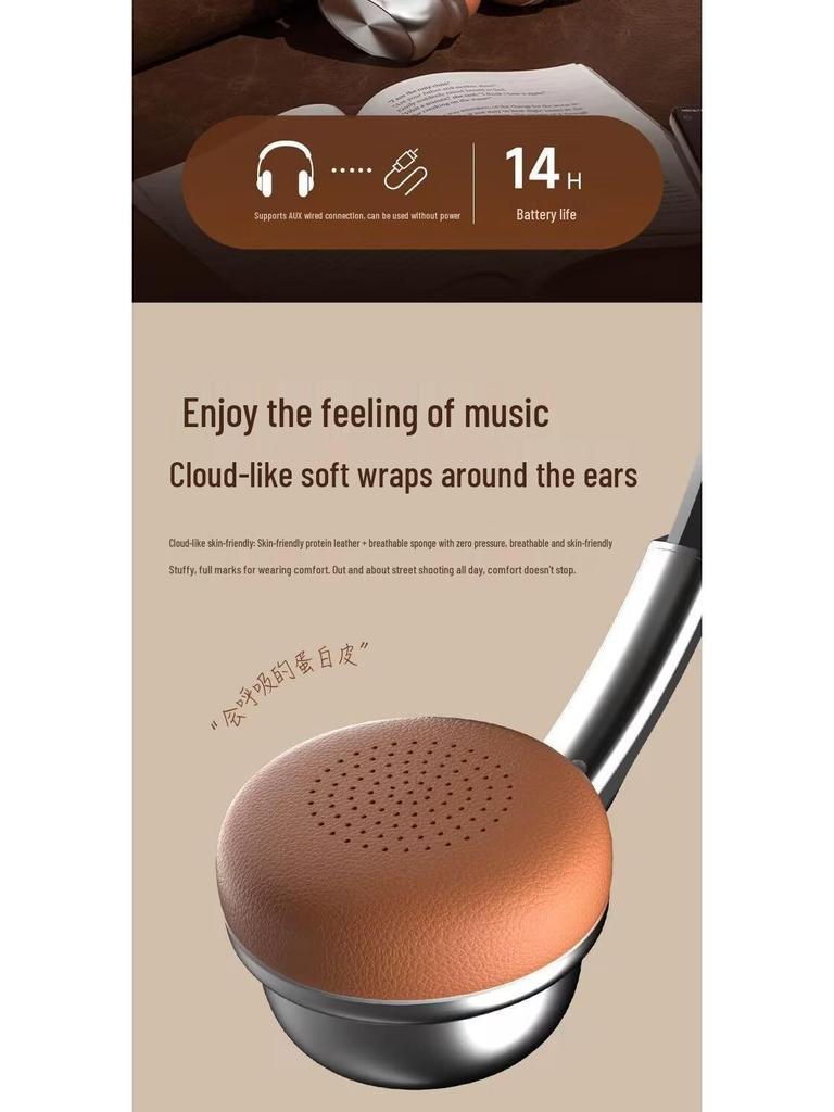 2025 Berlin Sound CR-20 Retro Over-Ear Wireless Bluetooth Noise-Cancelling Headphones with Long Battery Life