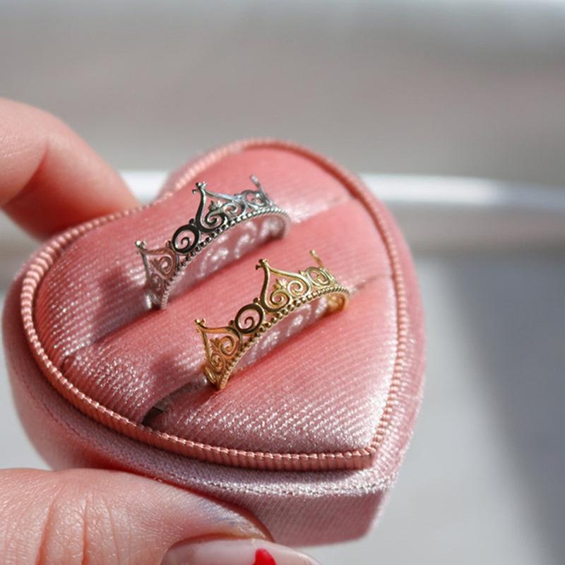 Princess Ring Cartoon As The Princess And The Pauper Jewelry Adjustable Gold Silver Color Crown Ring For Girl Gift