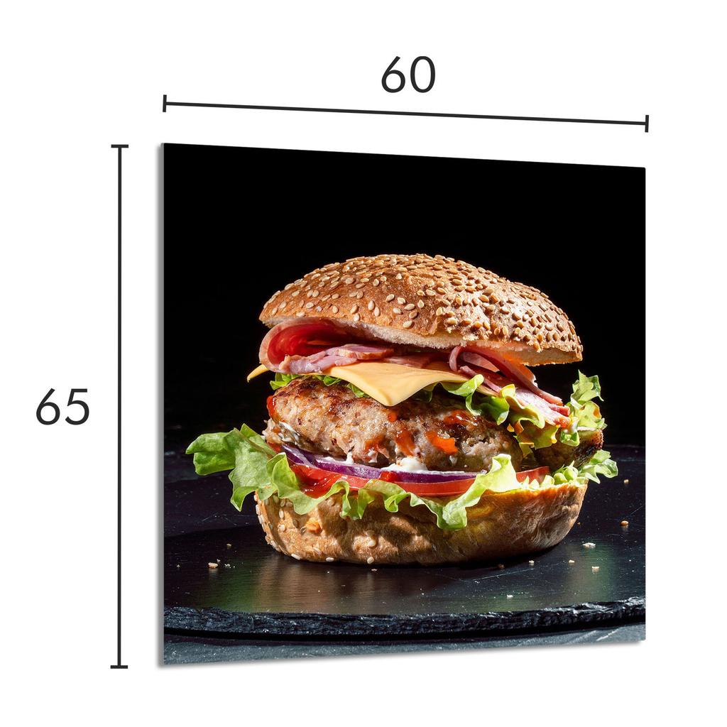 PANEL SZKLANY DO KUCHNI 60x65 Hamburger