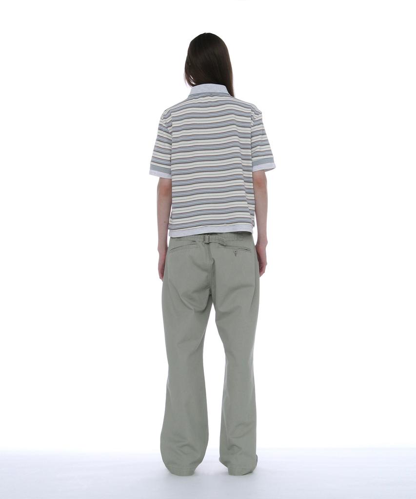 PARTIMENTO WOMEN Double Layered Stripe Polo Tee_Sky