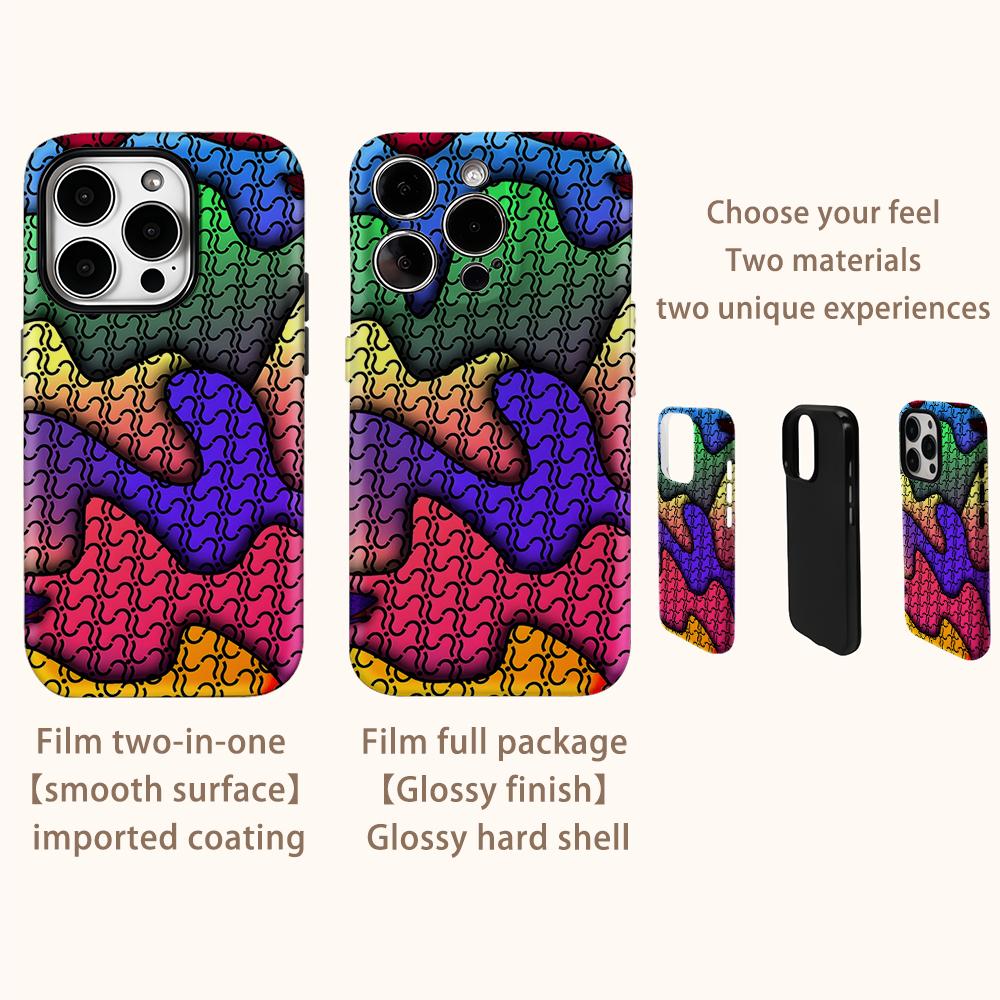 Rainbow Abstract Swirl Phone Case for IPhone 17AIR 16E 16 15 14 13 12 11 17 Pro Max Plus Double-layer Back Cover