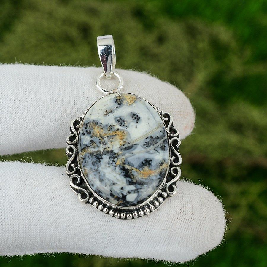 Natural Maligano Jasper Gemstone Jewelry 925 Sterling Silver Pendant For Girls