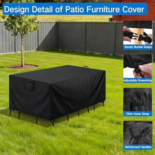 GOOGO Patio Furniture Cover 150x90x75cm Waterproof UV Resistant 420D Oxford Fabric Garden Table Chair Protective Cover