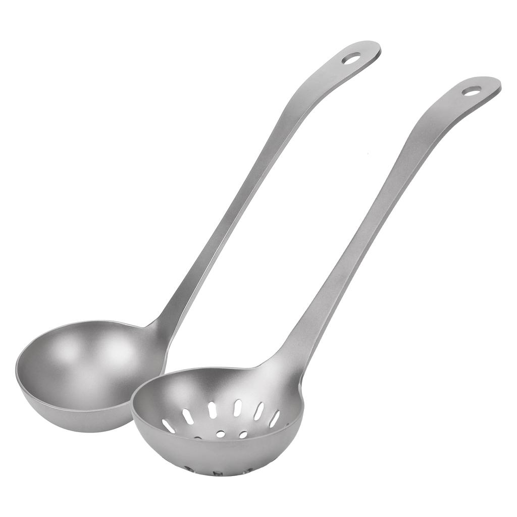Łyżka Kempingowa Tytanowa Pogłębiona Główka Ergonomiczna Rączka z Otworem do Zawieszenia na Piknik Gotowanie w Kuchni Chochołka do Zupy