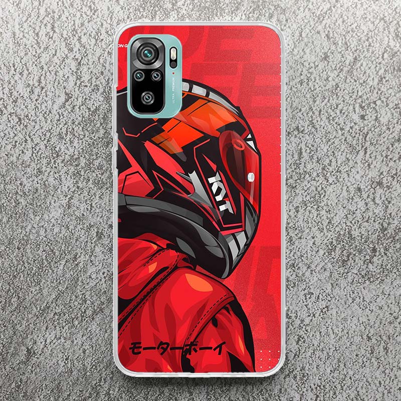 Motorcycle Rider Helmet Print Soft Case for Xiaomi Redmi Note 14 13 12S 11S Phone Shell 10 Pro Plus 11E 11T 12 11 10S 5G Cover