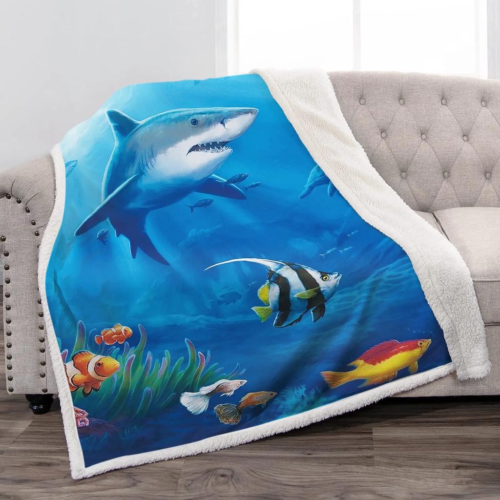 Blanket Shark Blankets Fleece Throw Blanket Ultra Soft Flannel Bed Blanket Warm Fuzzy Plush Blanket 50"X40"