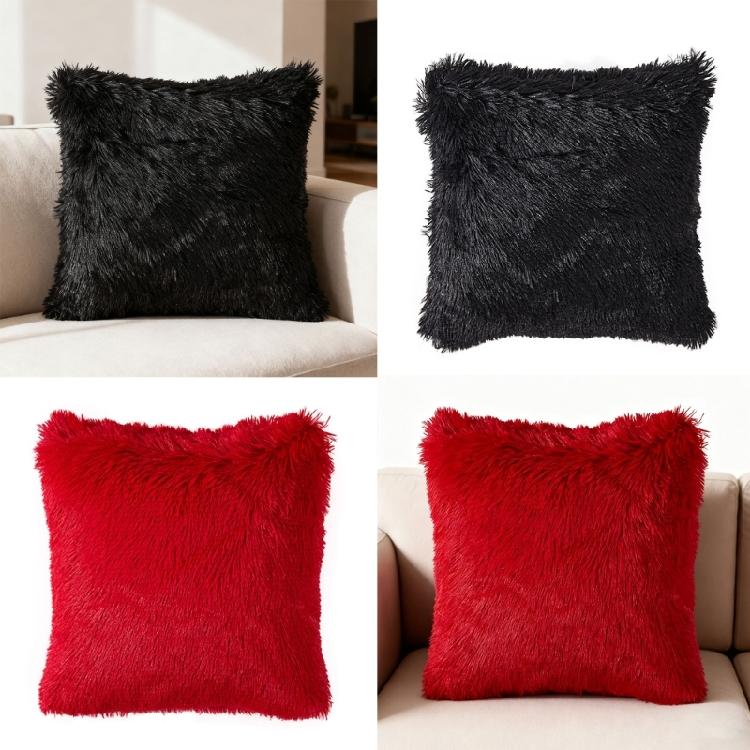 Long Plush Pillow Case Machine Washable Faux Furs Fabric Square Cushion Cover with Zippers Seasonal Home Decors