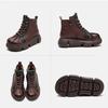 Johnature 2023 autunno inverno nuovi stivali corti retrò donna in vera pelle colori misti scarpe con plateau versatili con suola spessa
