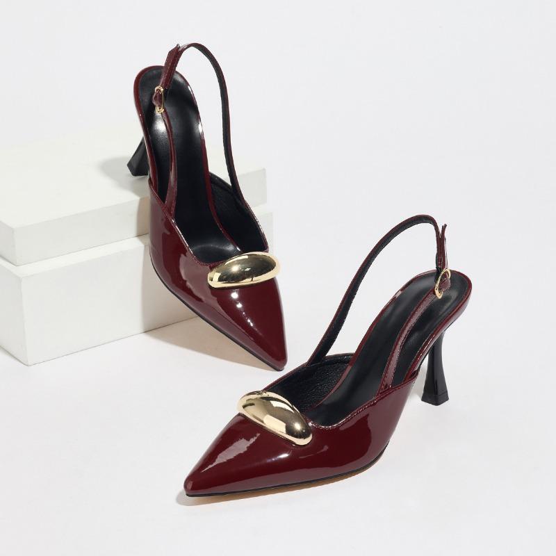 Damen S Mode Spitze Zehen Metall Schnalle Dünner Absatz Geschlossene Zehen Sandalen
