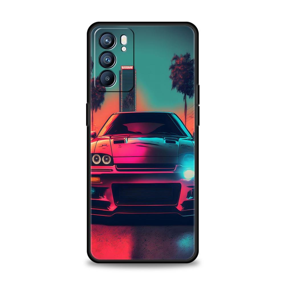 Sports Car JDM Tokyo Drift Case For Oppo Find X6 Pro X5 A54 A53 A52 A9 A15 A95 A17 A16 A76 A74 A57 Reno7 Reno6 Pro Plus 5G Cover