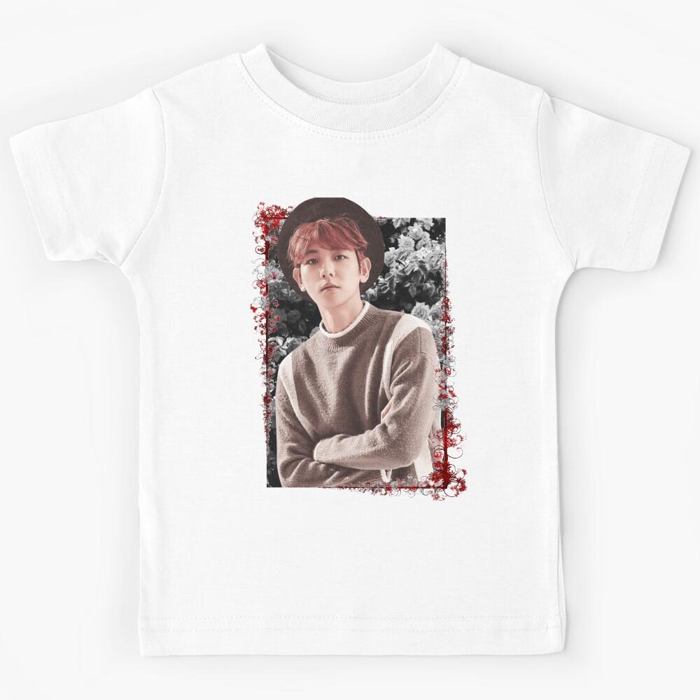 Byun Baek hyun SuperM Baekhyun Korean Kpop Floral Design Kids T-Shirt 110