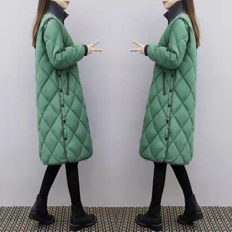Warm Thickened Winter Coat Women Loose Over Knee Cotton Padded Jacket Mid Length Large Size