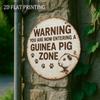 Funny Guinea Pig Area Sign, Retro Warning Metal Decor with Paw Prints, Rustic Pet Cage Ornament, 2D Flat Small Animal Gift