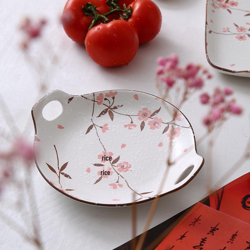 Chinese Underglaze Floral Ceramic Tableware: Rice & Soup Bowls, Plates