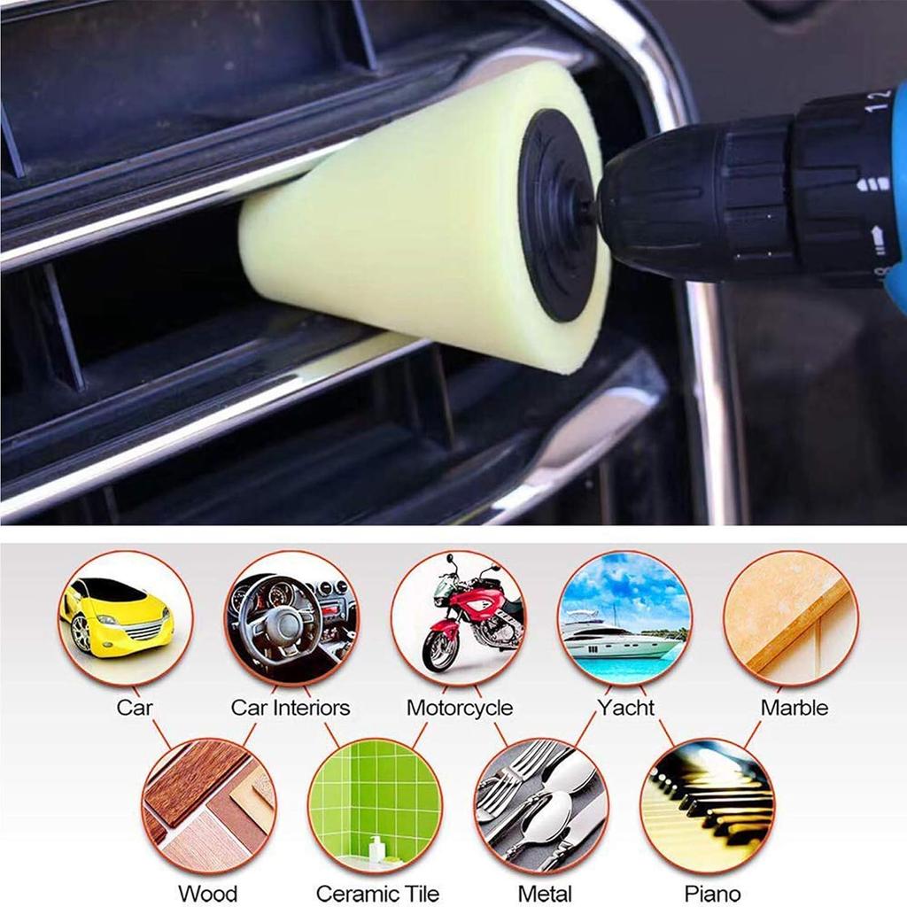 Car Buffers And Polishers Kit For Drill, 14Pcs Drill Polishing Wheel Foam Ball Buffing Pads Sponge Ball For Automotive Car Wheels Care, Metal,