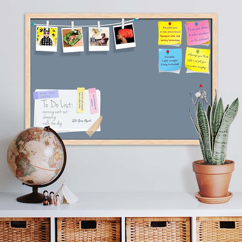 ArtzFolio Greys Family Light Slate Gray Colour | Bulletin Board Notice Pin Board | Vision Soft Board Combo with Thumb Pu