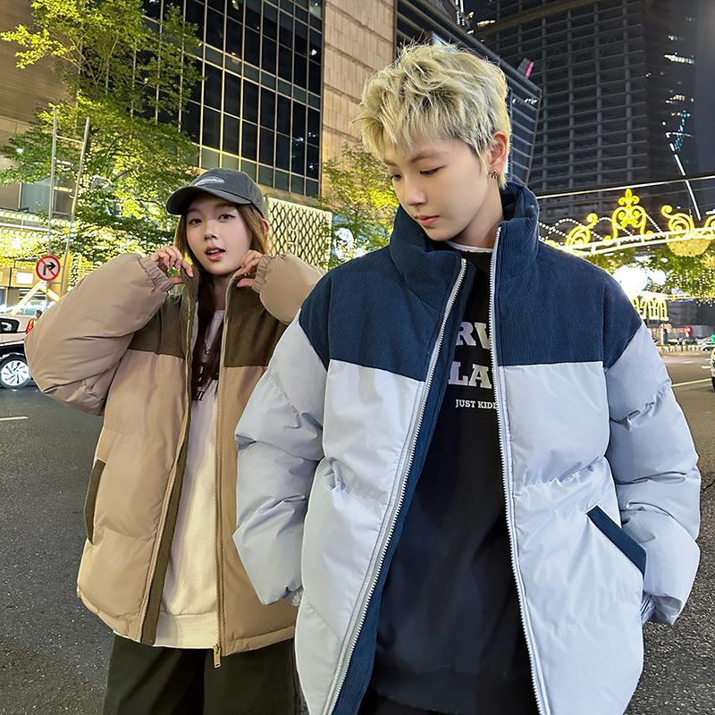 Winter Tide Cotton Padded Men's Version Thick Warm Coat Men's Women's Casual Windproof Stand Collar Co