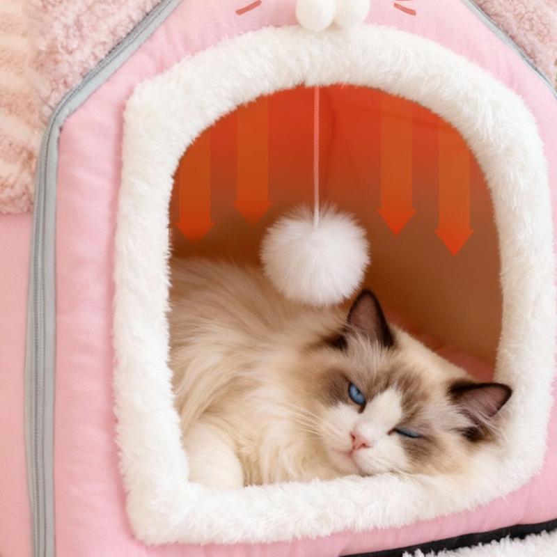 Pet Litter Cat Litter Plush Warm Pet Litter Cat Villa Pet Bed Dog Litter Pet Fully Enclosed Litter Removable and Washable