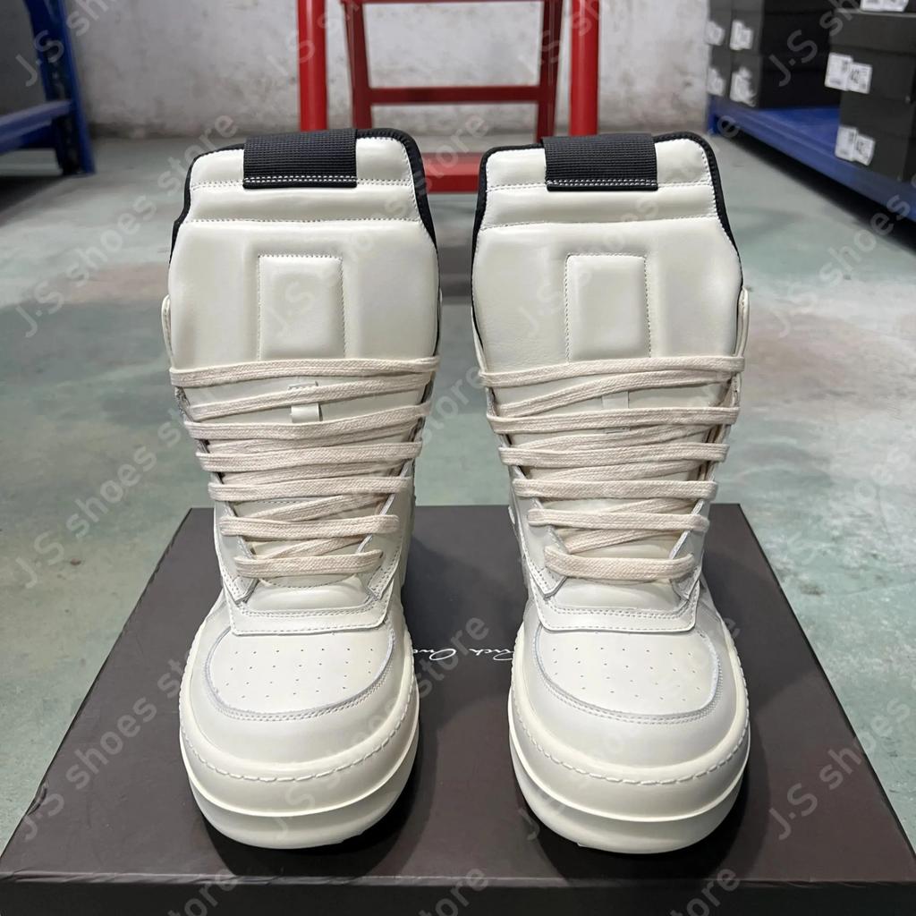 R-o Geobasket Sneakers Full White Leather High Top Shoe Boot Men Shoes Zipper Women Casual Sneaker Luxury Design Ankle Boots