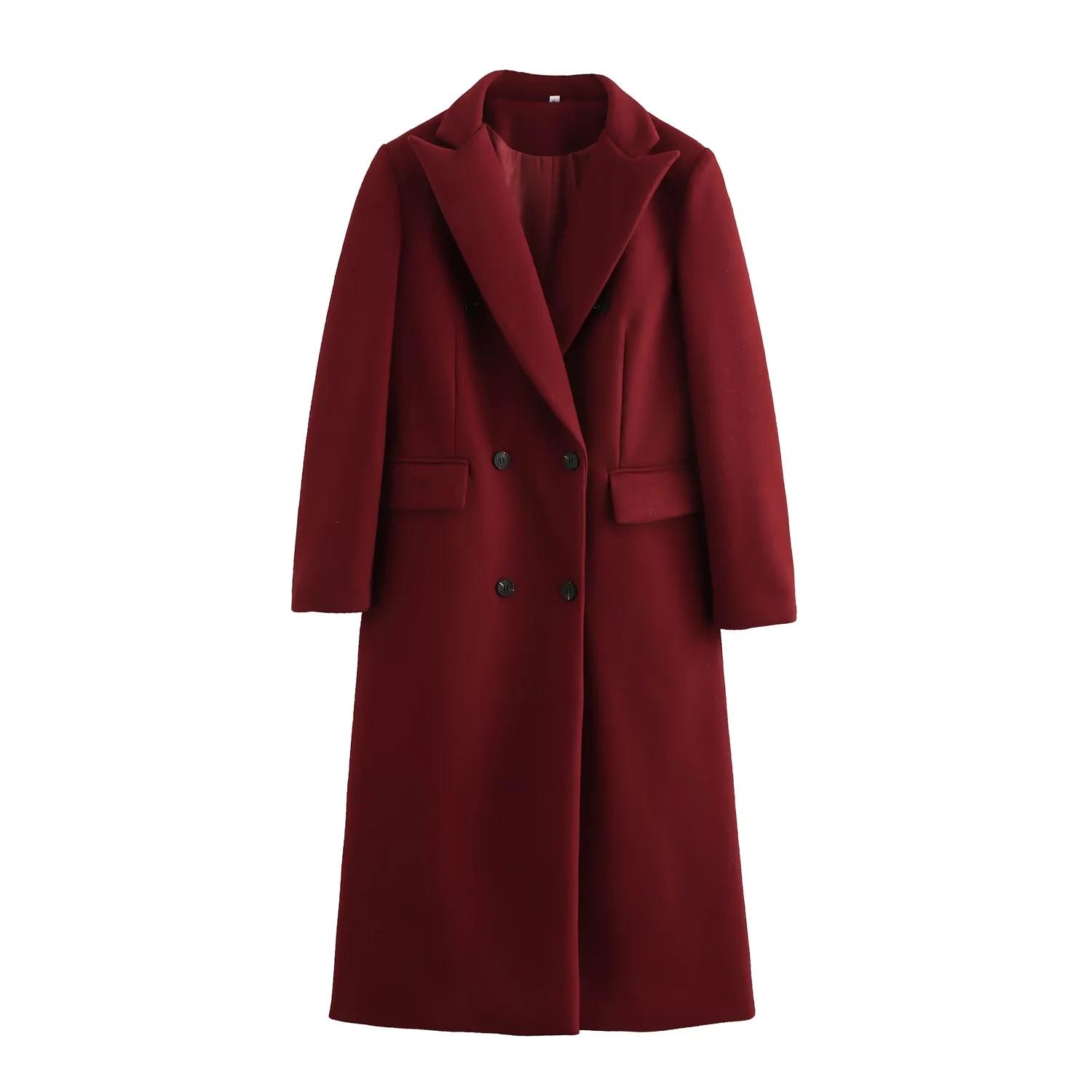 

Women s Red Wool Patchwork Suit Jacket - Autumn Edition Small