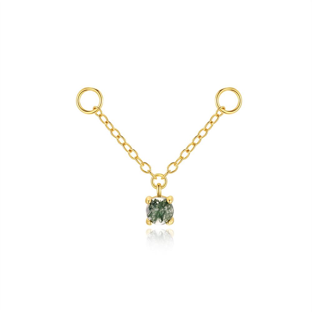 CANNER 1PC Natural Water Grass Horse Eye Zircon 925 Silver Piercing Earrings For Women Ins Simple Green Moss Earring