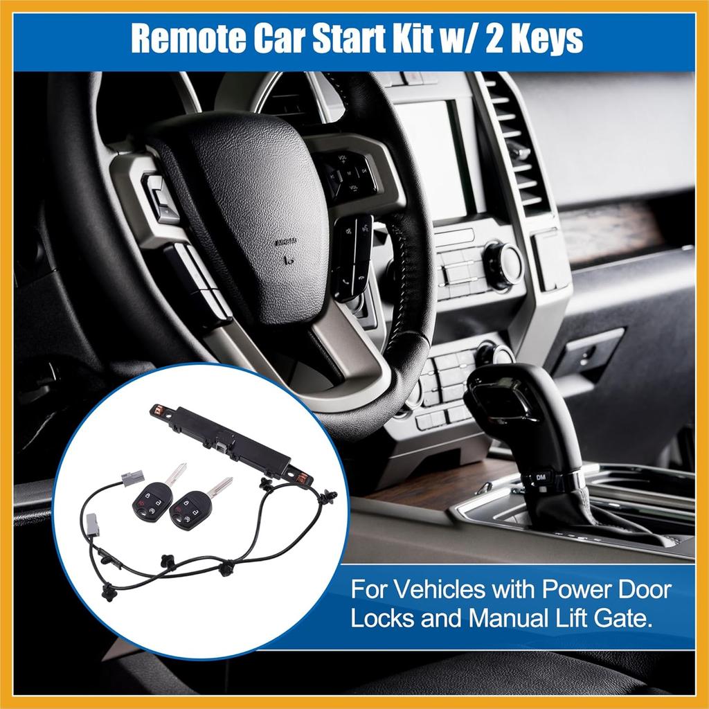 Car Auto Remote Start System Kit Fit for Ford F150 Edge with 2 Remote Key Fob and Antenna Jumper Wire - Pack of 3 Black Durable Material Replacement