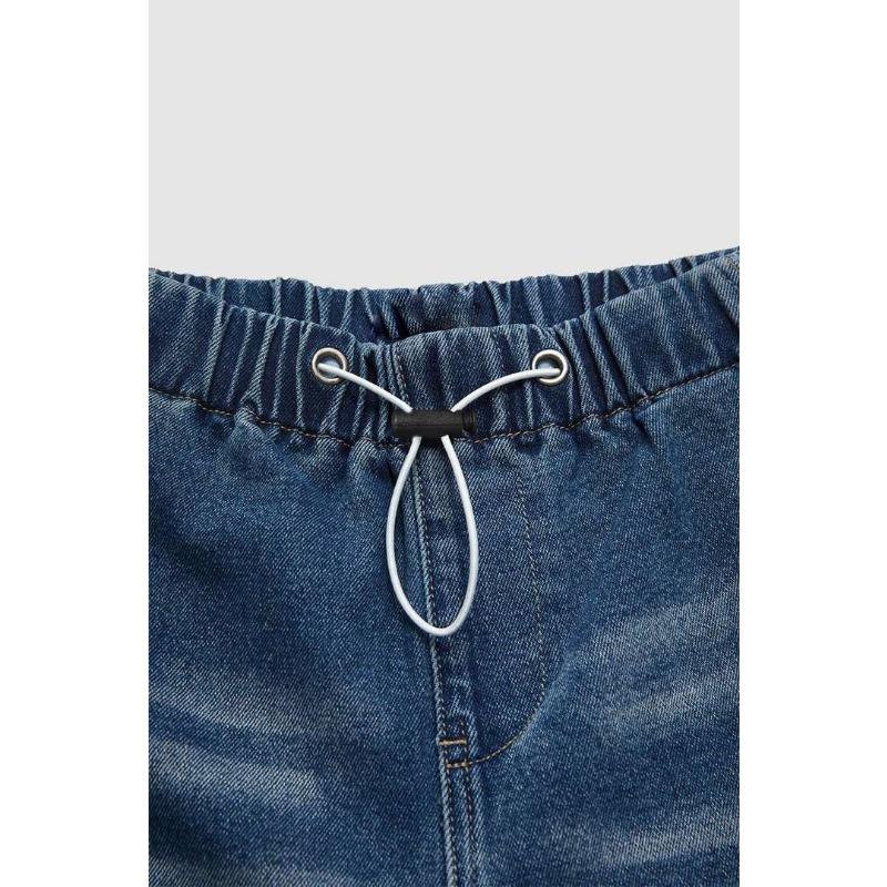 Damen Frühling Neue Mid-Waist Weitbein Kordelzug Locker Jeans Street Retro Gerade Hose