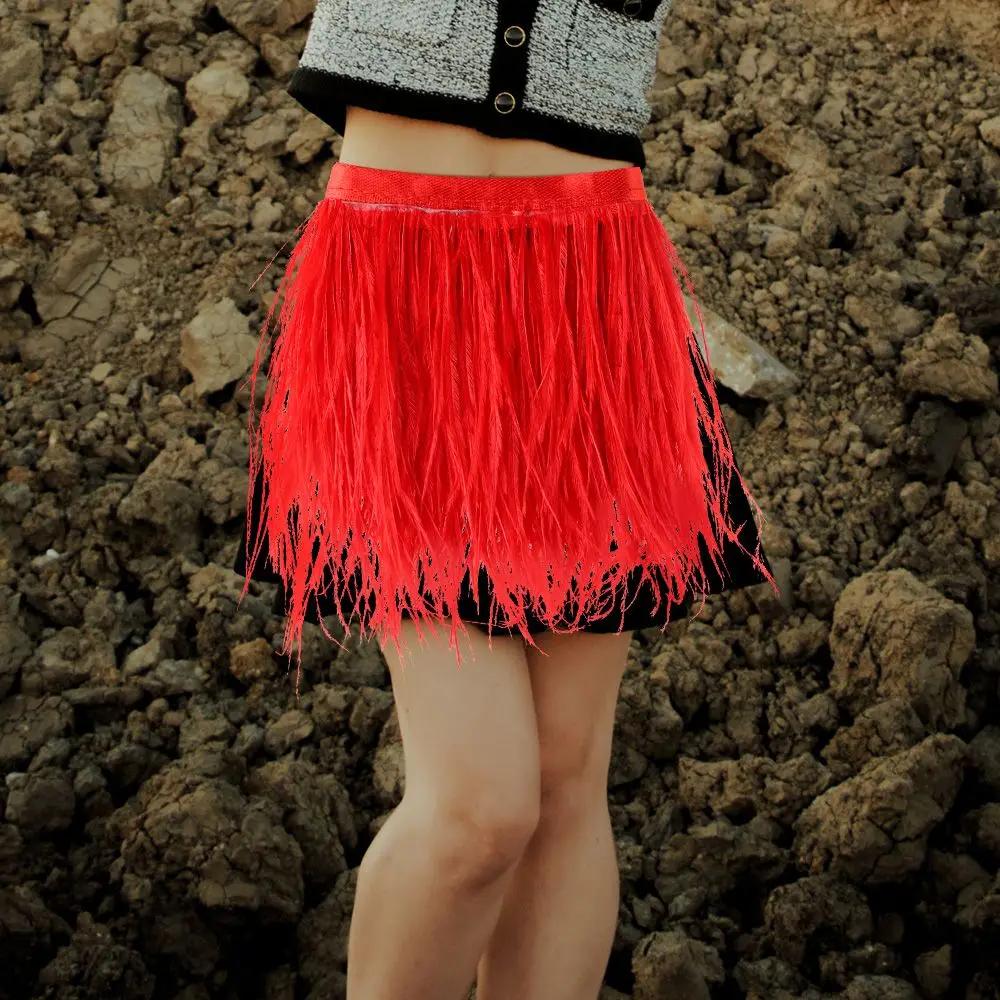 Decoration DIY Wedding Dress Crafts Accessories 8-10 CM Wide Ostrich Feathers Trim Plumes Ribbon Selvage 1 Meter Long