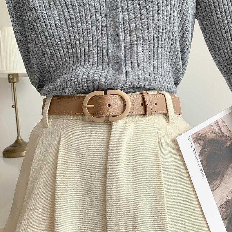 Damenmode-Gürtel, einfacher Gürtel mit Metallschnalle, für Damen, schwarzer Anzug, Jeans, Kleidungszubehör