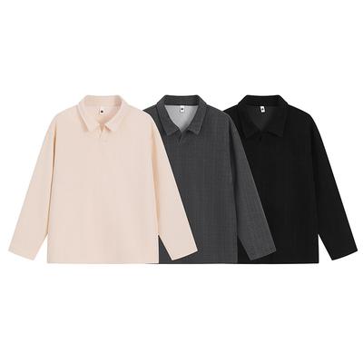 Autumn Men'S Solid Color Wheat Ear Pullover Sweater, Men'S Casual Loose Lapel Sweater