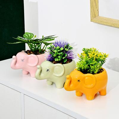 Niedlicher Elefanten-Blumentopf, Sukkulententopf, Keramik-Pflanzgefäß, Heimdekoration, Desktop-Ornament, Bonsai-Blumentopf, Gartendekoration