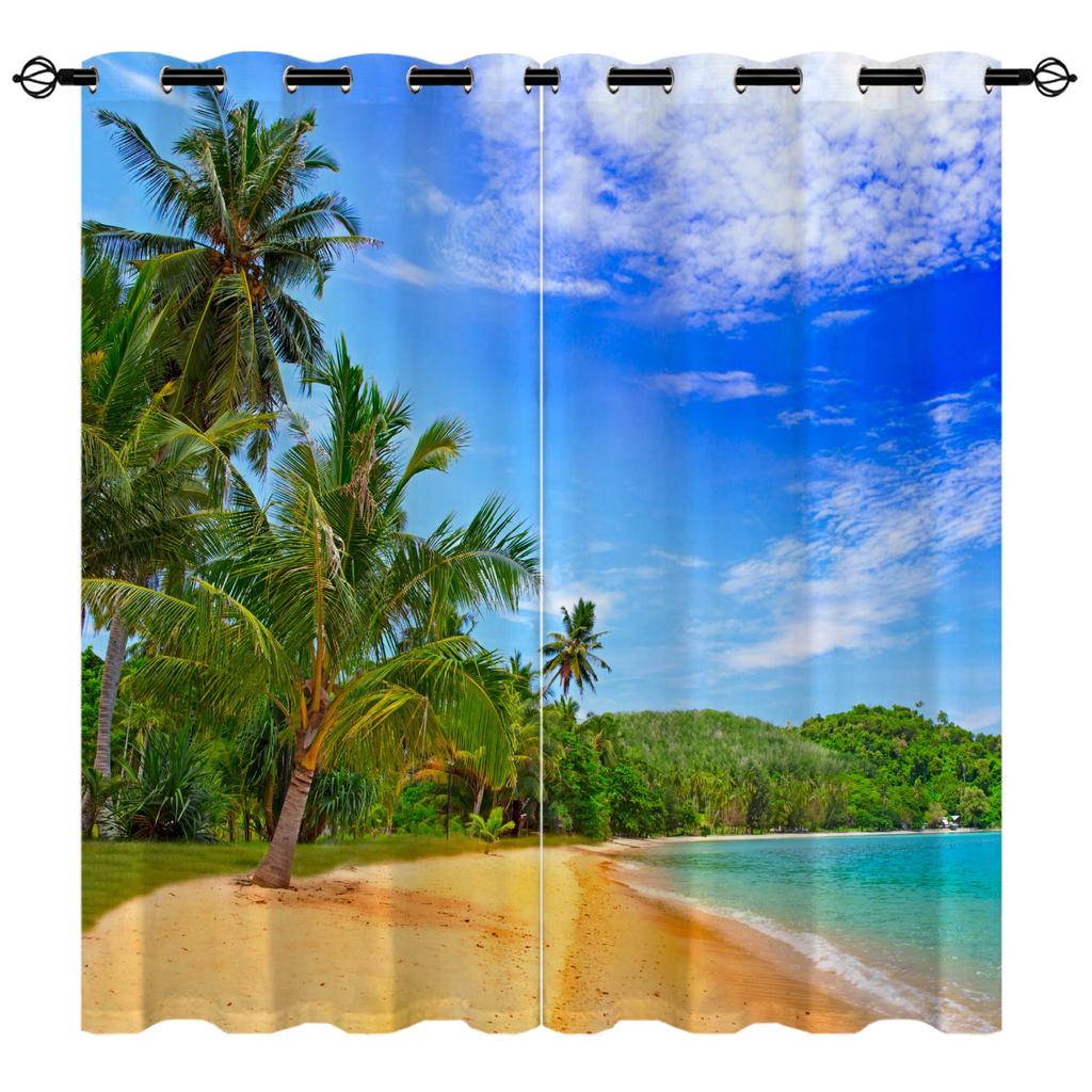 Beach Seaview Series 8 Digital Printing High Density Blackout Curtains