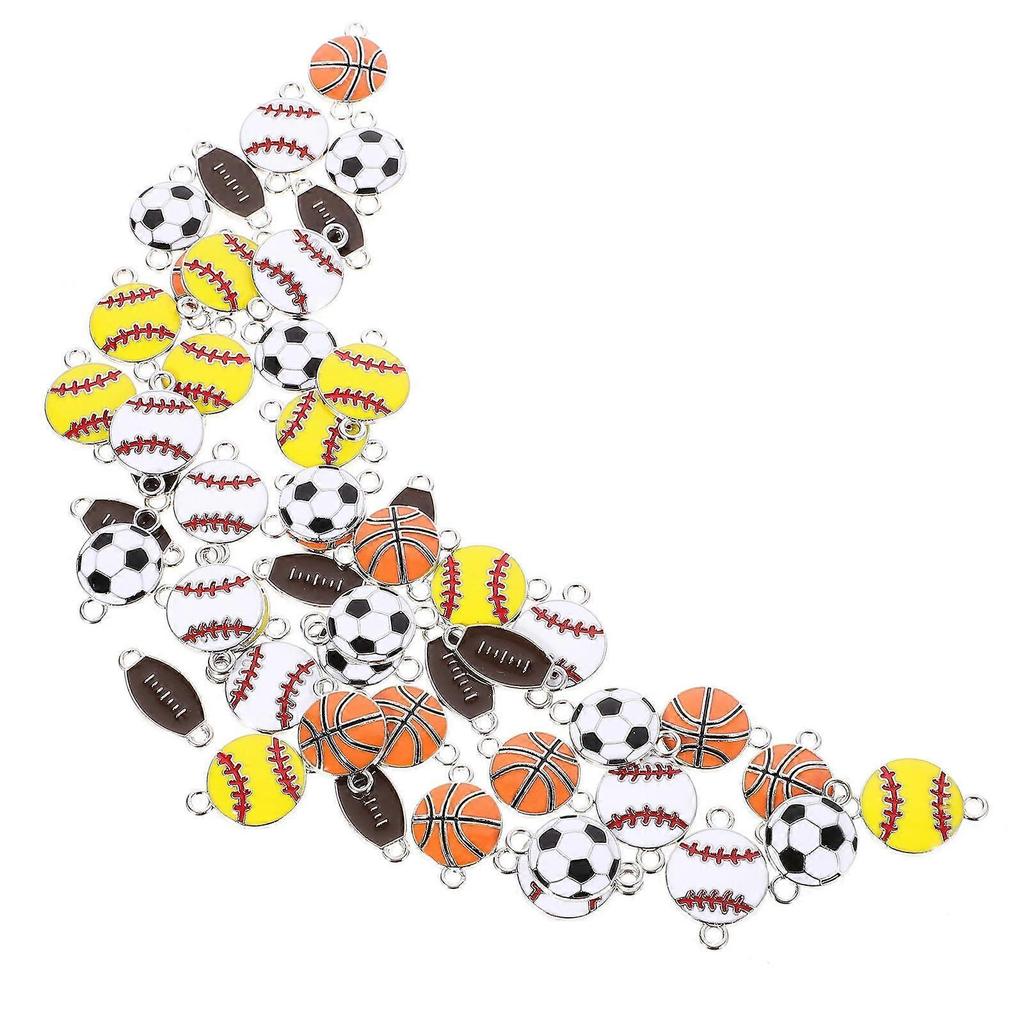 Schmuckherstellung Anhänger Sportball Anhänger Gemischter Stil Verschiedene Farben Hängende Anhänger Kugelform DIY Schmuckhersteller 50 Stück
