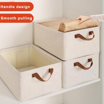 Faltbare Aufbewahrungsbox aus Bambus-Baumwolle mit verstärkten Griffen, feuchtigkeitsbeständiger Kleiderkorb, Schrank-Organisationslösung