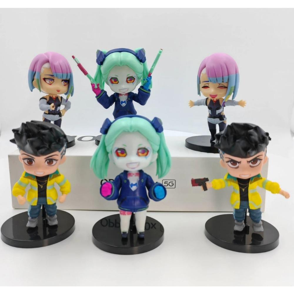 6pcs/set Cute Cyberpunk Lucy Rebecca David Martinez Action Figure Toys 10cm