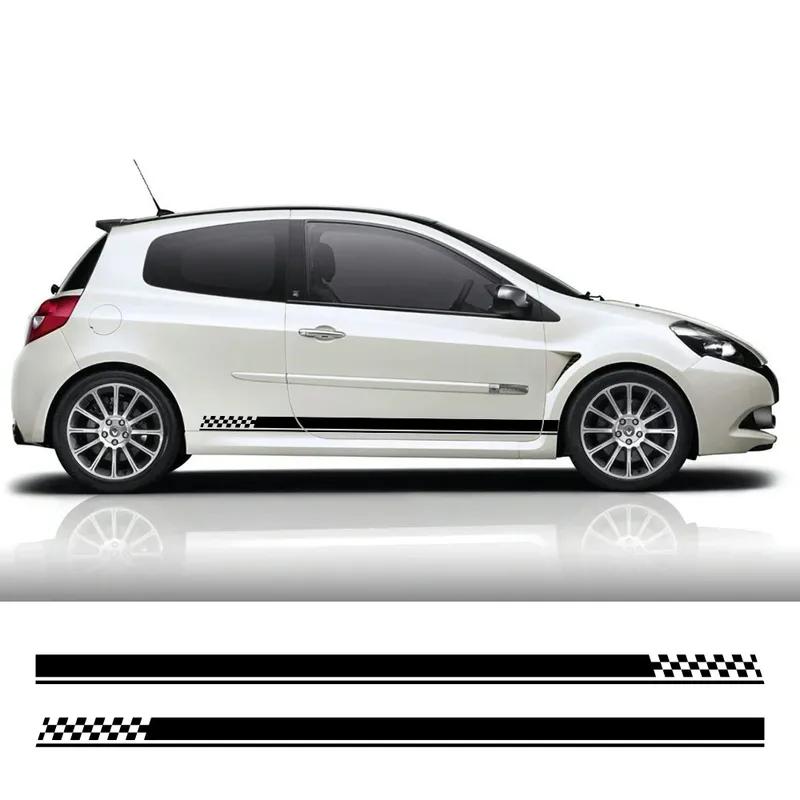 2Pcs Racing Style Car Stickers For Renault Clio RS R.S. MK2 MK3 MK4 Side Door Body Skirt PVC Film Decals Auto Tuning Accessories