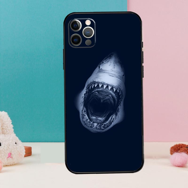 Ocean Shark Tooth Fish Phone Case For iPhone 17 Air 16 15 13 12 11 14 Pro Max 12 13 mini 15 16 Plus 16e Cover Coque