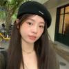 Metal Label Camel Hair Beret for Women Korean Style Autumn and Winter Woolen Beret  Versatile  Face Showing  Small Retro Painter Hat