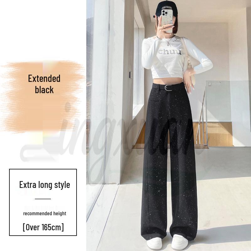 

Autumn 2026 High Waist Wide-Leg Banana Casual Pants with Plus Velvet and Sequin Details for Women Medium