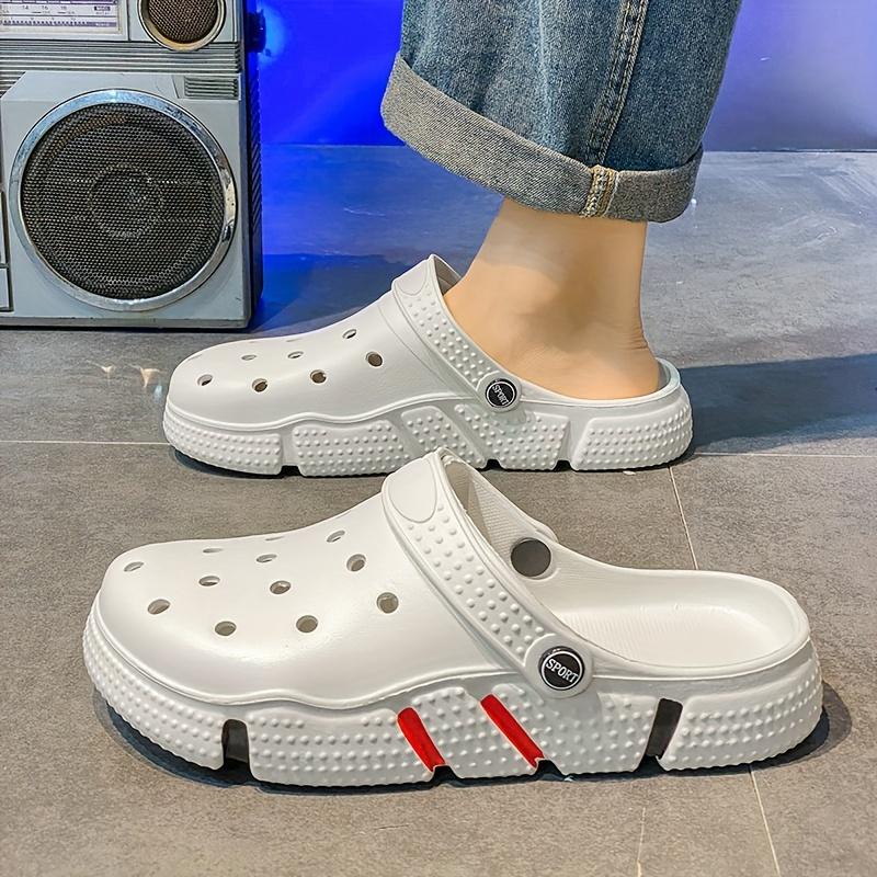 Zuecos Huecos de Color Sólido para Hombre de Talla Grande, Zapatillas EVA Cómodas Antideslizantes Duraderas de Suela Blanda para Actividades de Interior y Exterior para Hombre