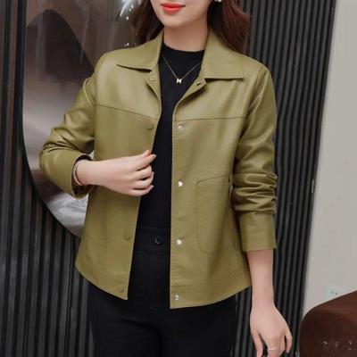 Chaqueta de Cuero Chic para Mujer - Primavera y Otoño 2025, Estilo Coreano Adelgazante, Casual y Versátil