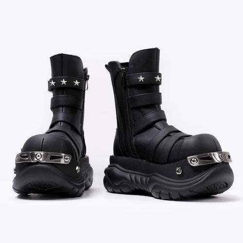 

Оригинальный дизайн платформа женские осень и зима металл панк девушка лифт ботильоны круглый носок модные крутые мотоциклетные ботинки 40