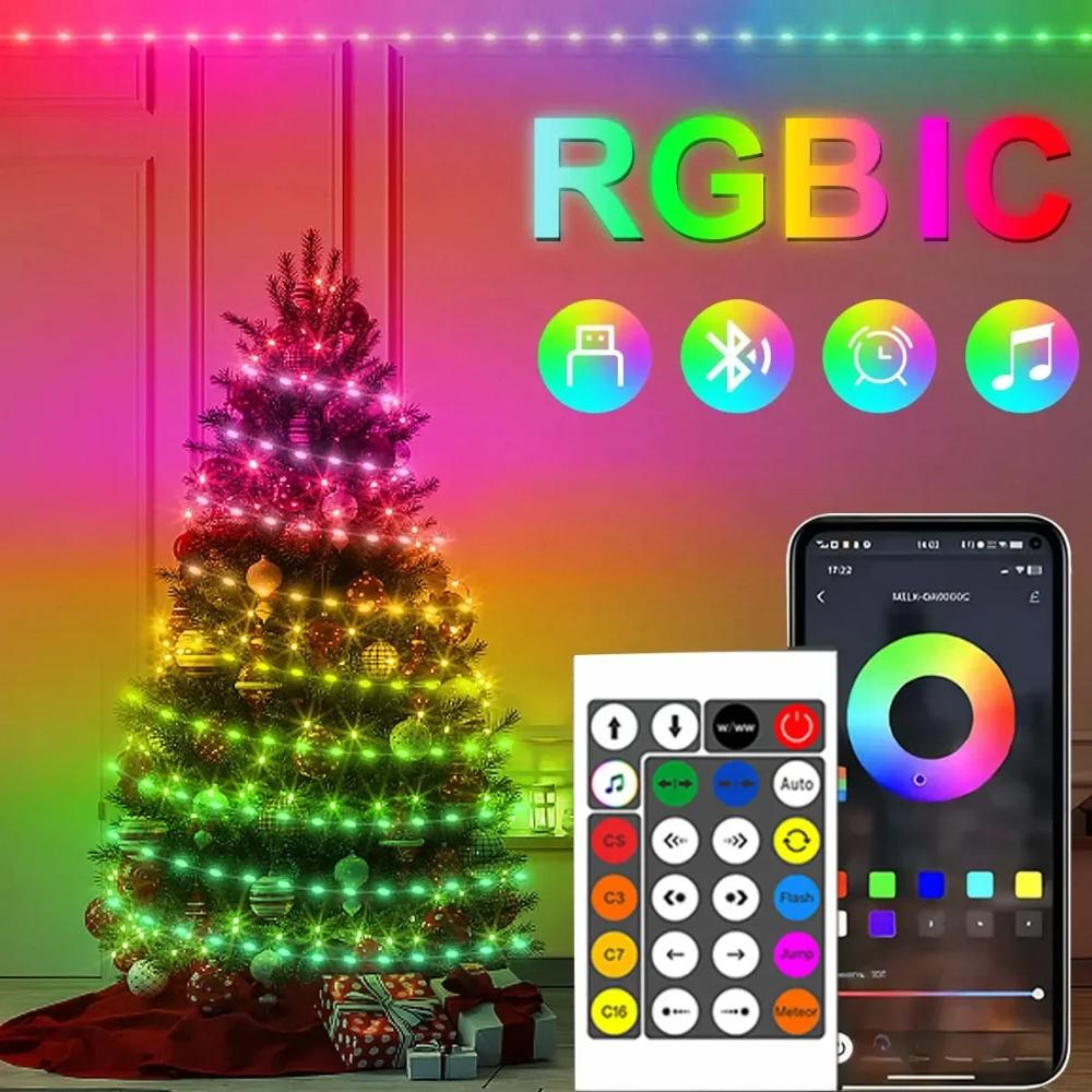

Рождественская RGB LED Гирлянда Bluetooth USB Питание Музыкальная Мечтающий Цвет Свет День Рождения Вечеринка Гирлянда Декор Сказочные Огни для Дома 5M