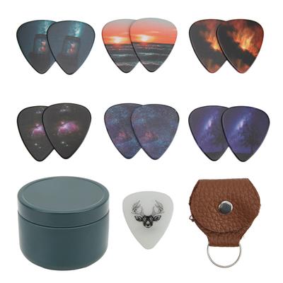 13 Stück Gitarrenplektren Medium Celluloid Gitarrenplektren mit Box InstrumentenzubehörStarrysky