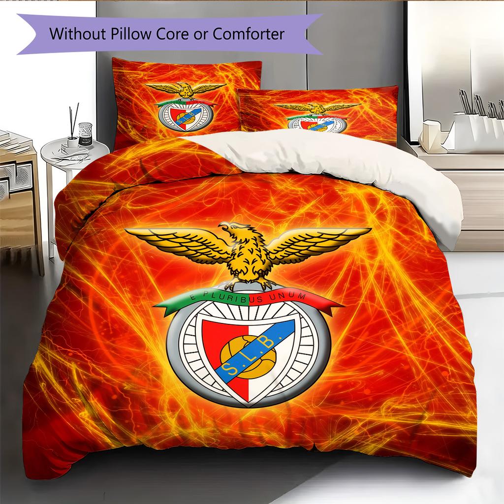 SL Benfica Football Club Pattern Bedding Quilt Set Home Decoration Gift (1 * duvet cover + 2 * pillowcase without core)