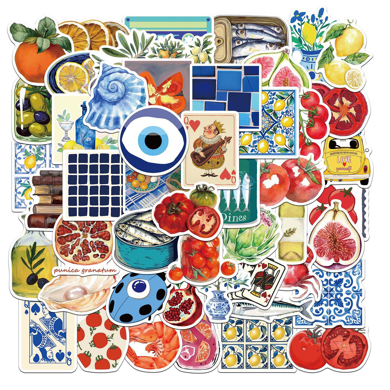 

50 листов мультяшных наклеек «Средиземноморский томат» для скрапбукинга и украшения