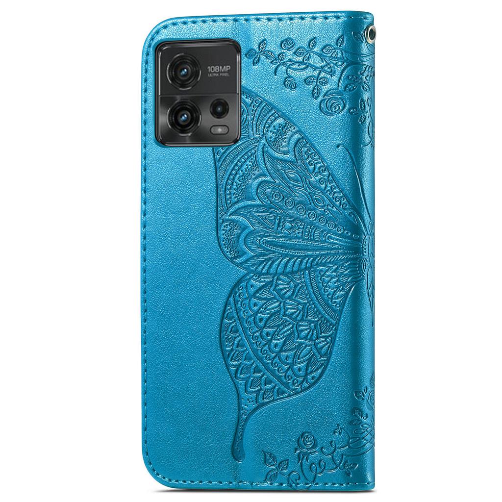 For Motorola Moto G72 4G PU Leather Folio Case Imprinted Butterfly Pattern Stand Wallet Magnetic Phone Cover