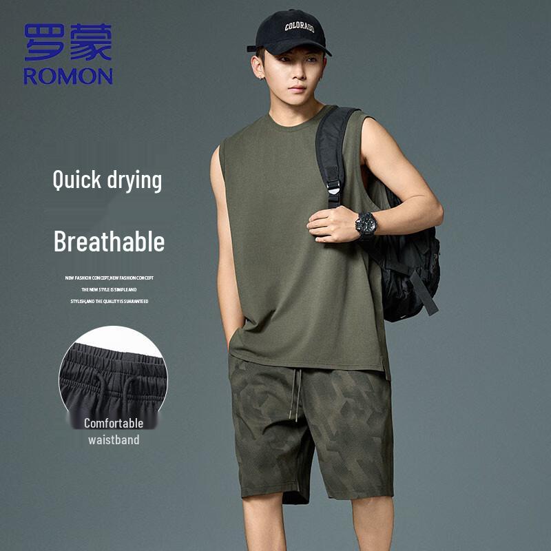 ROMON Men s Summer Quick-Dry Loose Elastic Casual Cooling Shorts XL