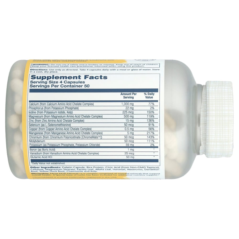 iHerb Solaray Mega Multi Mineral Iron-Free Capsules, 200 Count