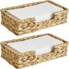 AD23-2PCS Bathroom Disposable Guest Towel Holder Long Seagrass Woven Rattan Wicker Table Hand Guest Towel Basket Tray